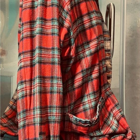 Greg Lauren Flannel - Collared Dress Shirt - Red Cream - L - Button Down Shirt - Picture 5 of 12